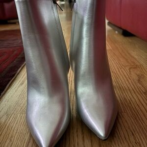 Elegant Silver Heeled Boots for Women